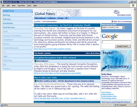 Ansbacher - Global Intranet