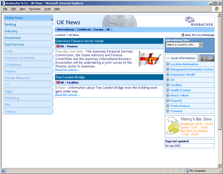 Ansbacher - Global Intranet