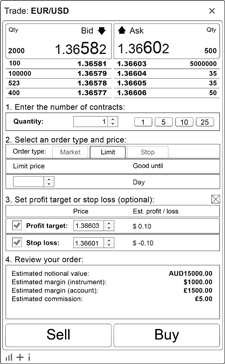 LMAX Trader - Deal ticket - Wireframe