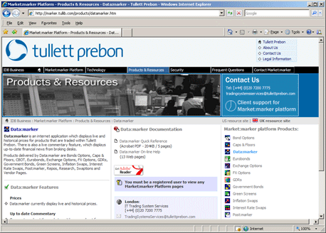 Tullett Prebon - Market:marker Product support